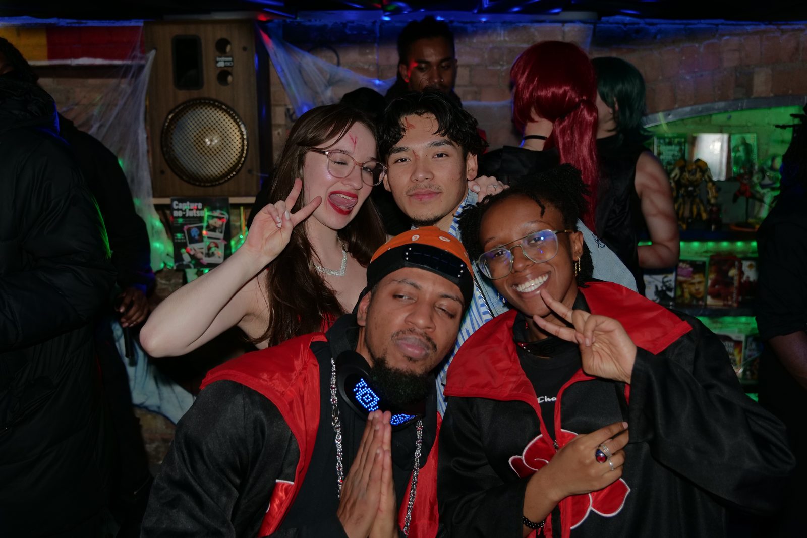 Group of Ambifest attendees in Akatsuki cosplay cloaks